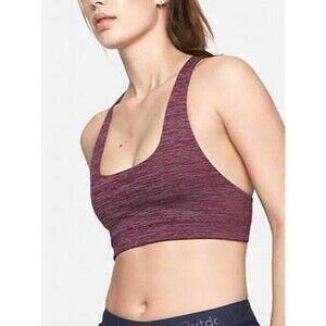 OUTDOOR VOICES Tech Sweat Racerback Sports Bra M Plum Purple Stripe EUC A2